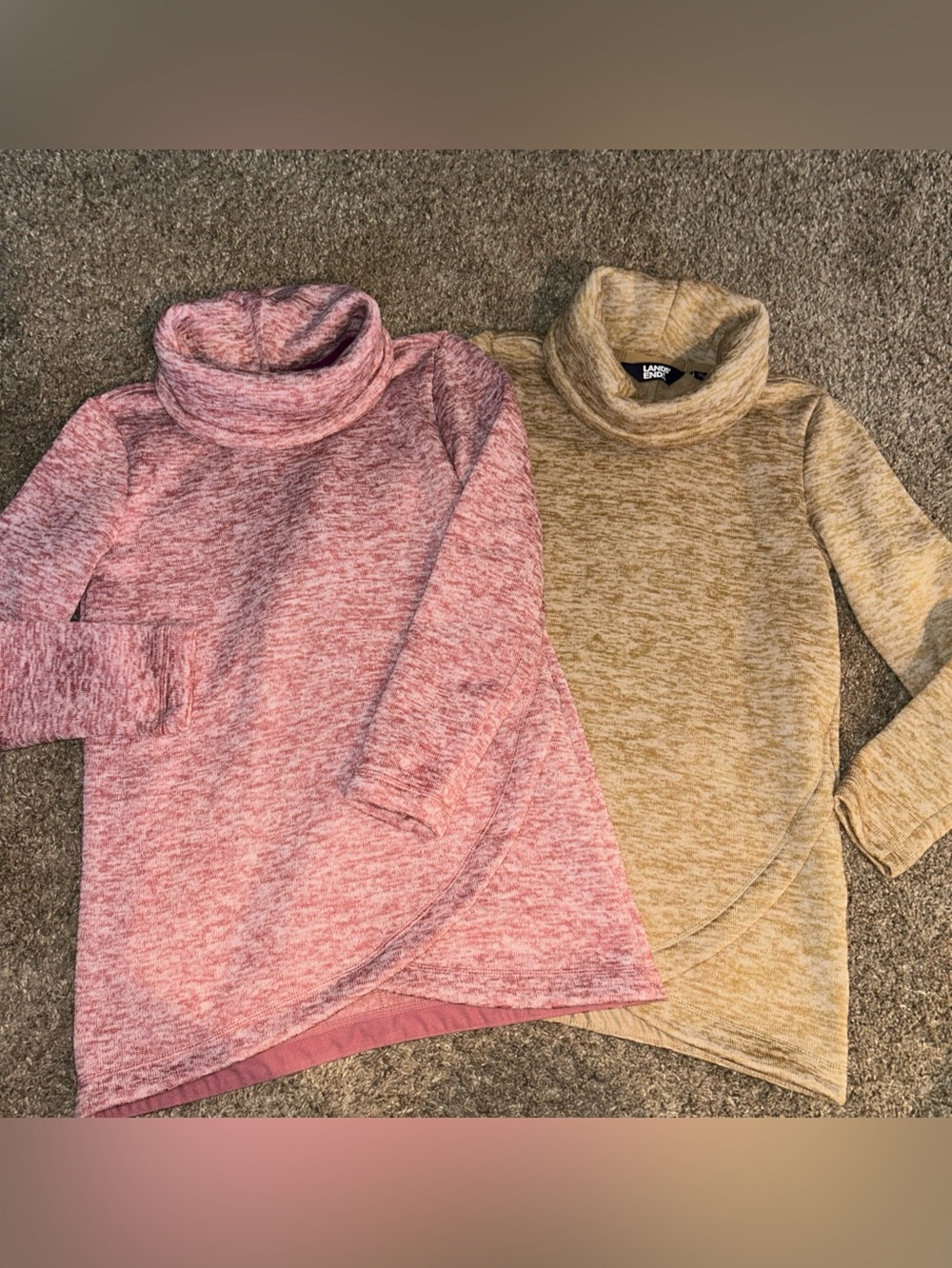 2 Lands’ End Women’s Fleece Tunic Long Sleeve Turtle Neck Sz XS/P 2/4